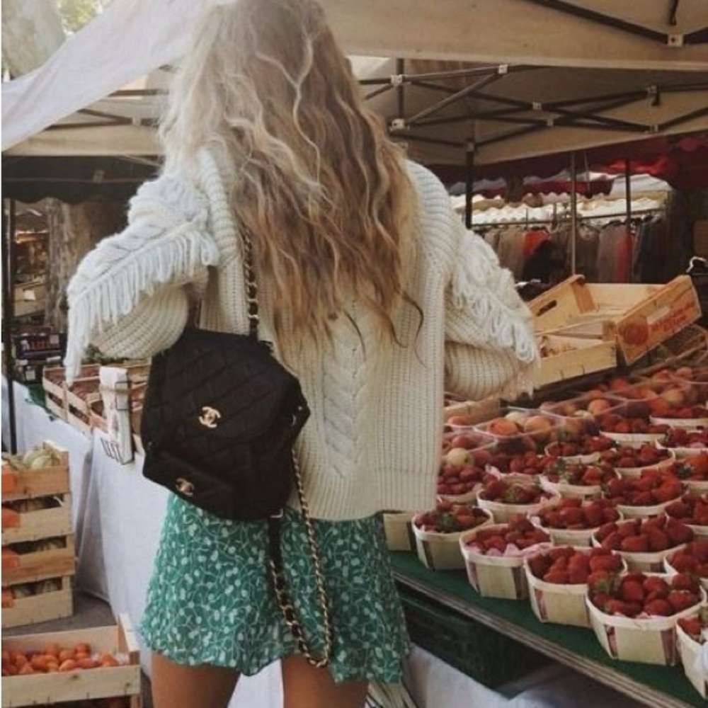 Beige H&M fringe cardigan